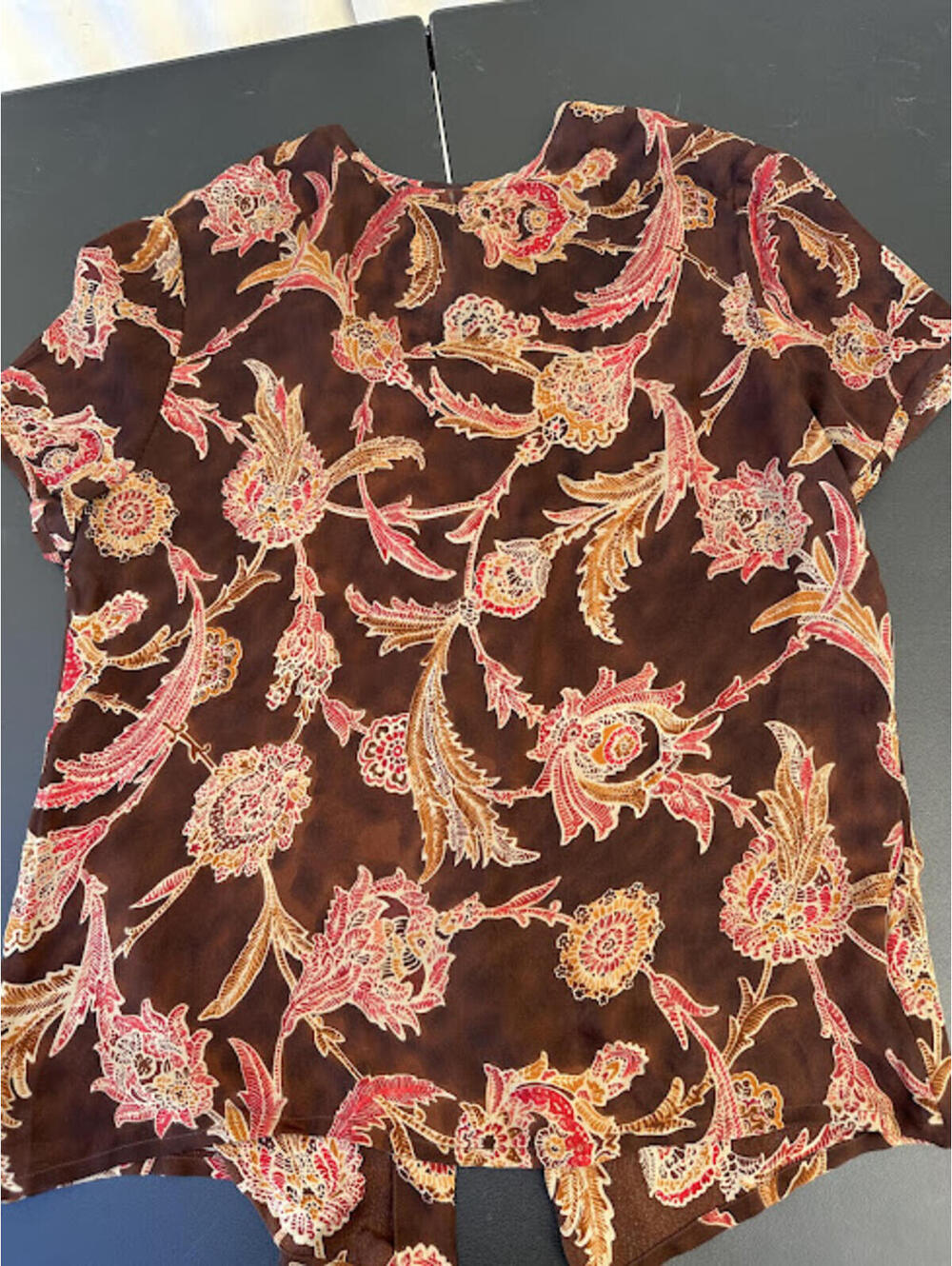 Linda Allard Ellen Tracy Silk Floral Blouse - Picture 4 of 5
